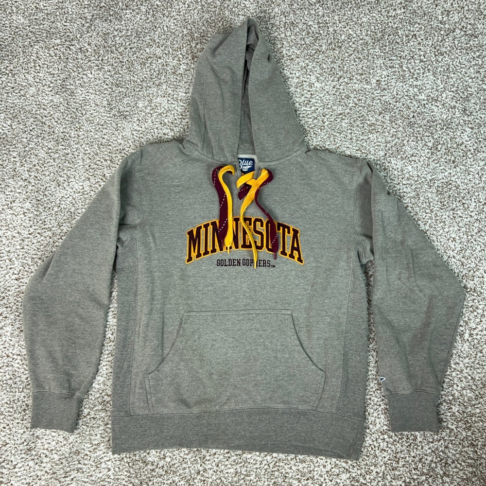 Minnesota Gophers Hoodie Mens Medium Gray NCAA College Lace Up Sweatshirt Hockey